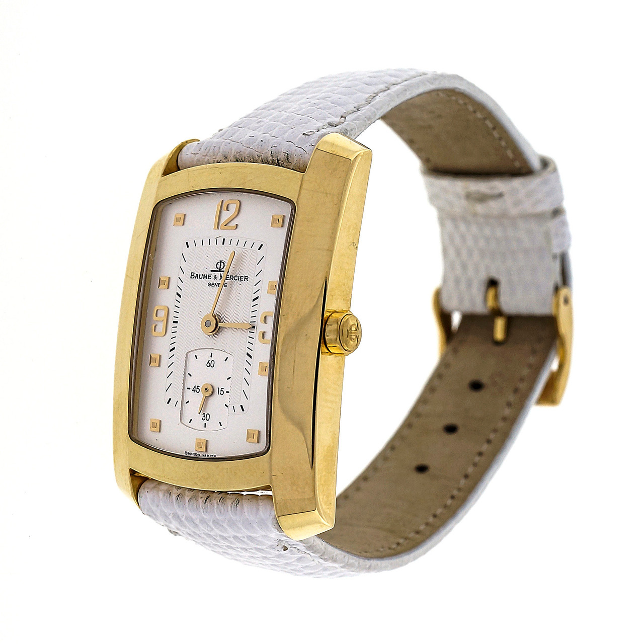 Baume u0026 Mercier 18k Yellow Gold Hampton Milleis Quartz Watch -  petersuchyjewelers